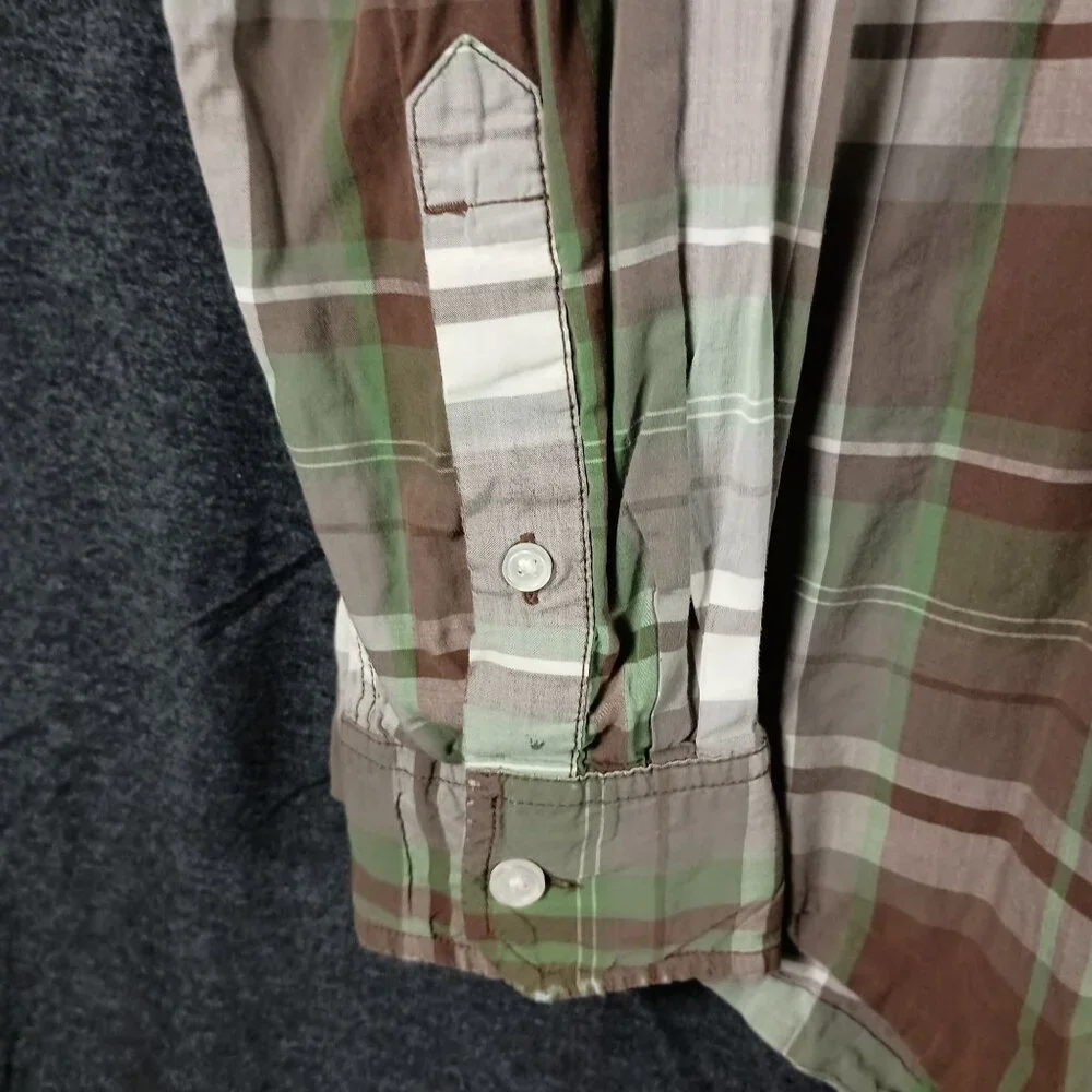 The North Face Plaid Hillside Shirt Mens XL Green Brown Outdoor Gorpcore